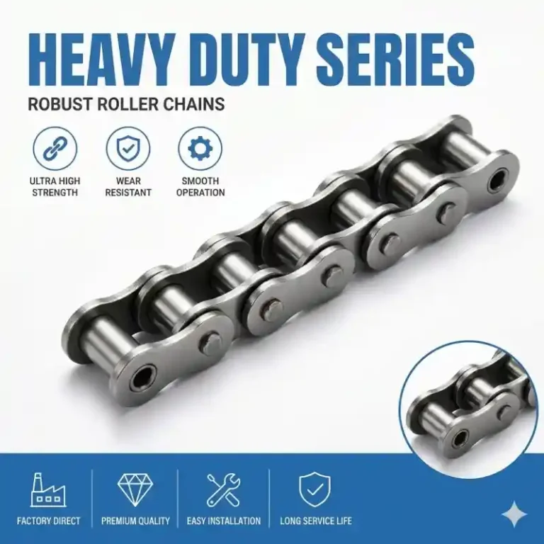 Professional manufacturer of heavy-duty transmission roller chains. With 2 owned factories, we offer ISO/ANSI standard models, OEM/ODM, and free samples.