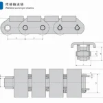 Welded conveyor chain with attachments for industrial material handling equipment