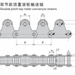 Double pitch top roller conveyor chain technical drawing for industrial conveyor systems