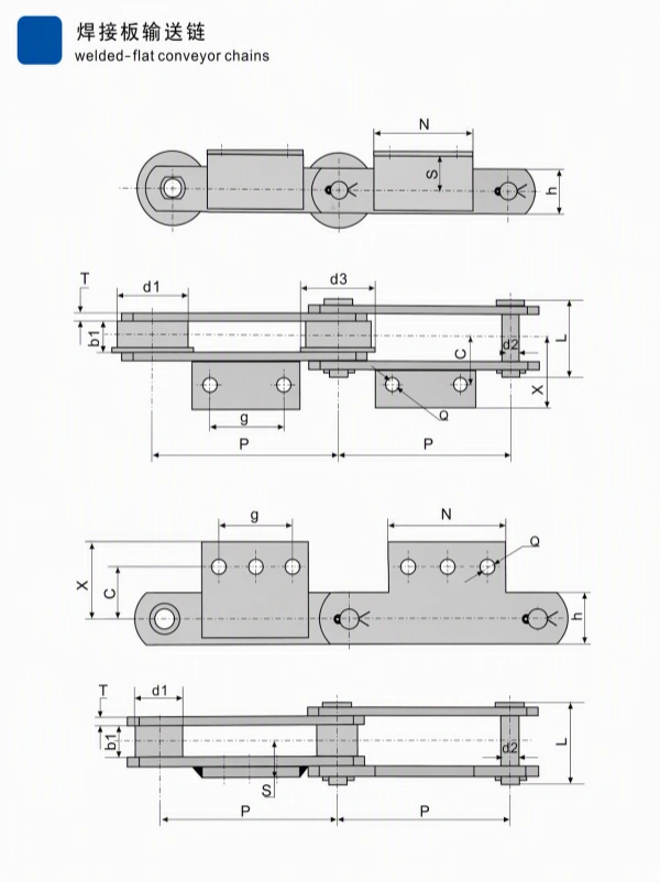 Welded-Flat Conveyor Chain | HGH-300-F and HGH-450-S