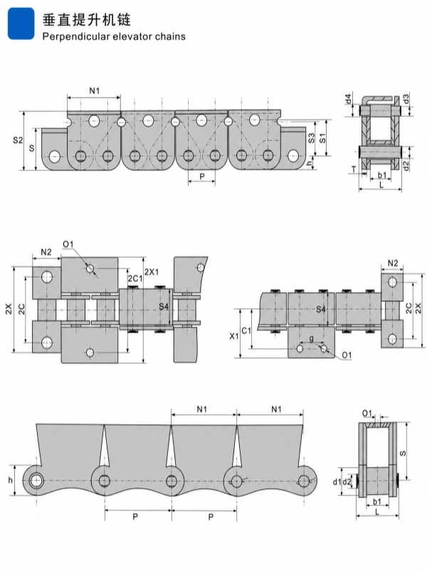 Perpendicular Elevator Chains | Cement and Bulk Material Elevator Chain
