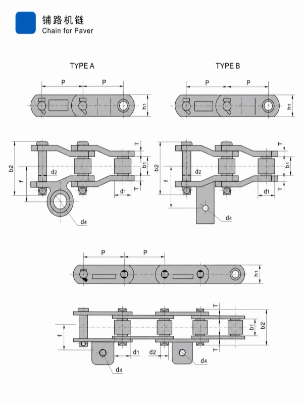 Paver Chain for Asphalt Paving Machines | Type A, Type B and Engineering Paver Conveyor Chain